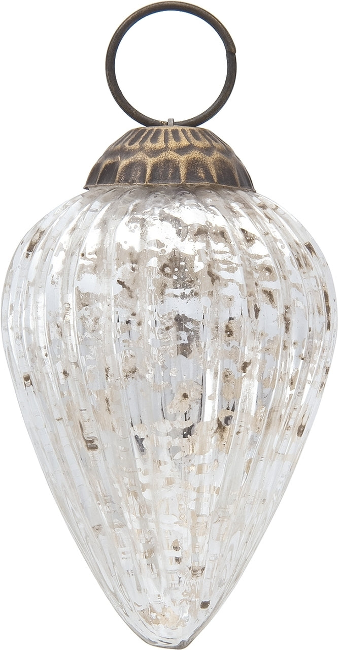 3-PACK | 3" Silver Laura Mercury Glass Lined Pine Cone Ornament Christmas Decoration