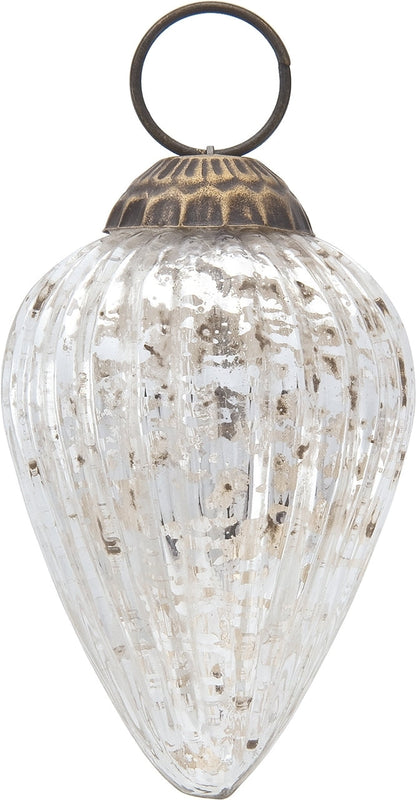 3-PACK | 3" Silver Laura Mercury Glass Lined Pine Cone Ornament Christmas Decoration