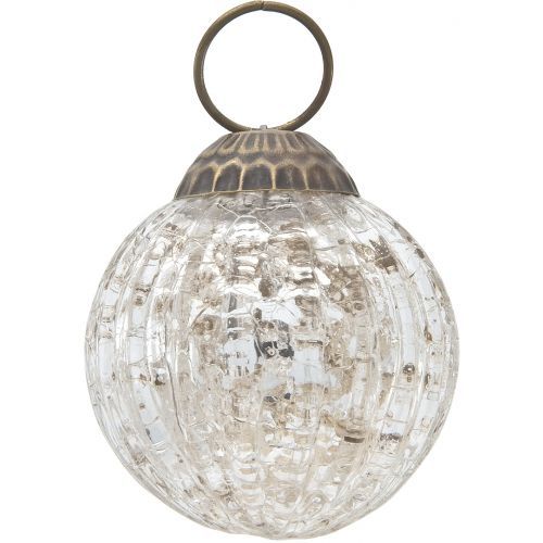 3-PACK | 2" Silver Mona Mercury Glass Lined Ball Ornament Christmas Decoration