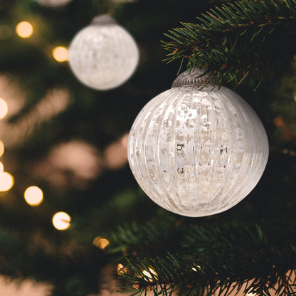 3" Silver Mona Mercury Glass Lined Ball Ornament Christmas Decoration - PaperLanternStore.com - Paper Lanterns, Decor, Party Lights & More
