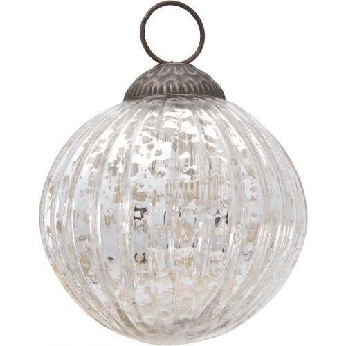 3-PACK | 3" Silver Mona Mercury Glass Lined Ball Ornament Christmas Decoration