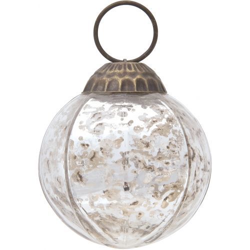 3-PACK | 3" Silver Penina Mercury Glass Round Faceted Ornament Christmas Decoration
