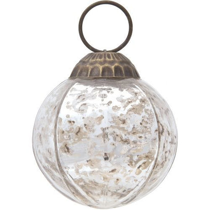 3-PACK | 3" Silver Penina Mercury Glass Round Faceted Ornament Christmas Decoration