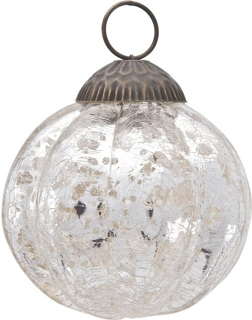 3-PACK | 3" Silver Posey Mercury Glass Pumpkin Ornament Christmas Decoration