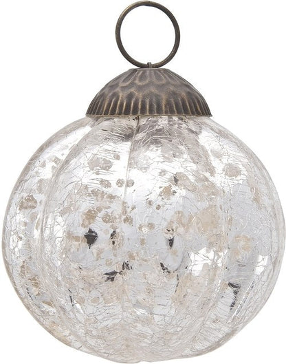 3-PACK | 3" Silver Posey Mercury Glass Pumpkin Ornament Christmas Decoration
