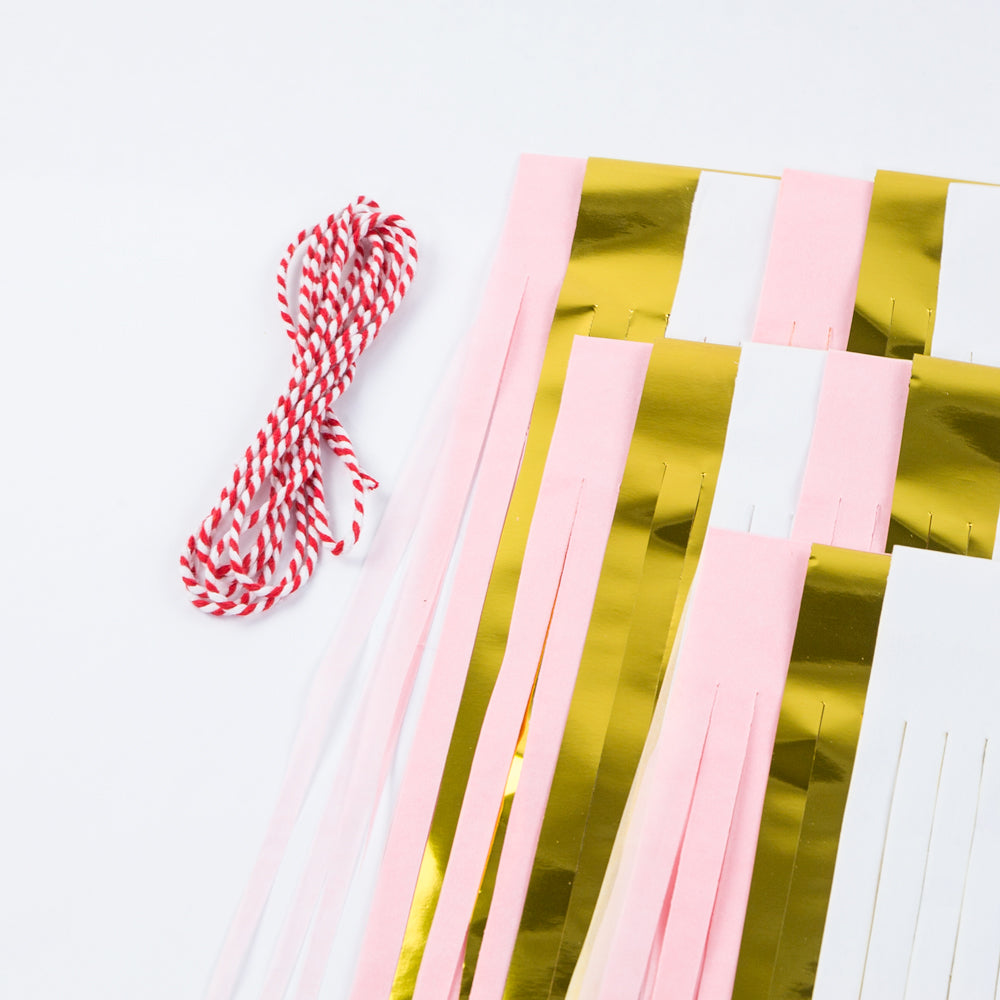 Metallic Pink / Gold Tissue Paper Tassel Garland Kit (15-PACK) - PaperLanternStore.com - Paper Lanterns, Decor, Party Lights & More