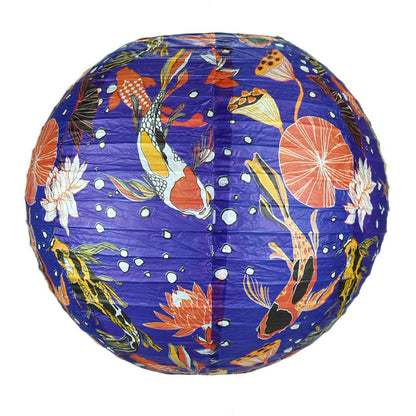 14 Inch Midnight Koi Fish Pond Premium Paper Lantern - PaperLanternStore.com - Paper Lanterns, Decor, Party Lights & More