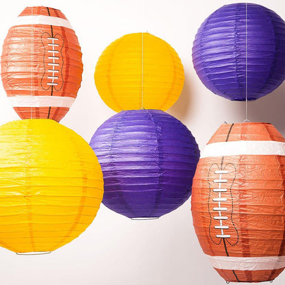 Minnesota Pro Football Paper Lanterns 6pc Combo Tailgating Party Pack (Purple/Yellow)  - by PaperLanternStore.com - Paper Lanterns, Decor, Party Lights & More
