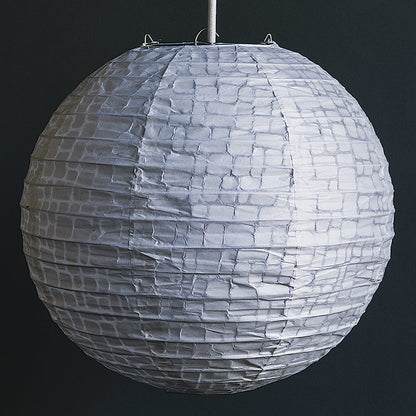 BULK PACK (3) 12" Modern Stone Japanese Kozo Unryu Fibrous Paper Lantern Shade, Hanging Decoration - PaperLanternStore.com - Paper Lanterns, Decor, Party Lights & More