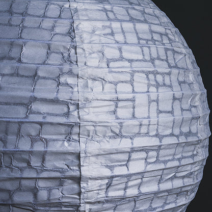 BULK PACK (3) 12" Modern Stone Japanese Kozo Unryu Fibrous Paper Lantern Shade, Hanging Decoration - PaperLanternStore.com - Paper Lanterns, Decor, Party Lights & More