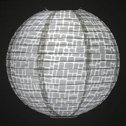 BULK PACK (3) 12" Modern Stone Japanese Kozo Unryu Fibrous Paper Lantern Shade, Hanging Decoration - PaperLanternStore.com - Paper Lanterns, Decor, Party Lights & More