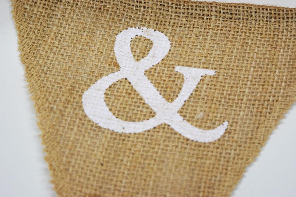 Mr & Mrs Wedding Burlap Triangle Flag Pennant Banner (5 Ft) - PaperLanternStore.com - Paper Lanterns, Decor, Party Lights & More