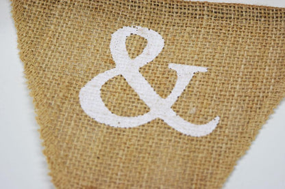 Mr & Mrs Wedding Burlap Triangle Flag Pennant Banner (5 Ft) - PaperLanternStore.com - Paper Lanterns, Decor, Party Lights & More