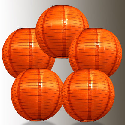 5-PACK 30" Red Jumbo Shimmering Nylon Lantern, Even Ribbing, Durable, Dry Outdoor Hanging Decoration