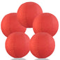 BULK PACK (5) 12" Red Shimmering Nylon Lantern, Even Ribbing, Durable, Hanging