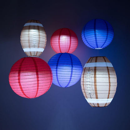 New York G Pro Football Paper Lanterns 6pc Combo Tailgating Party Pack (Blue/Red) - by PaperLanternStore.com - Paper Lanterns, Decor, Party Lights & More