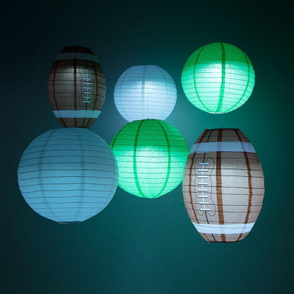 New York J Pro Football Paper Lanterns 6pc Combo Tailgating Party Pack (Green/White)  - by PaperLanternStore.com - Paper Lanterns, Decor, Party Lights & More