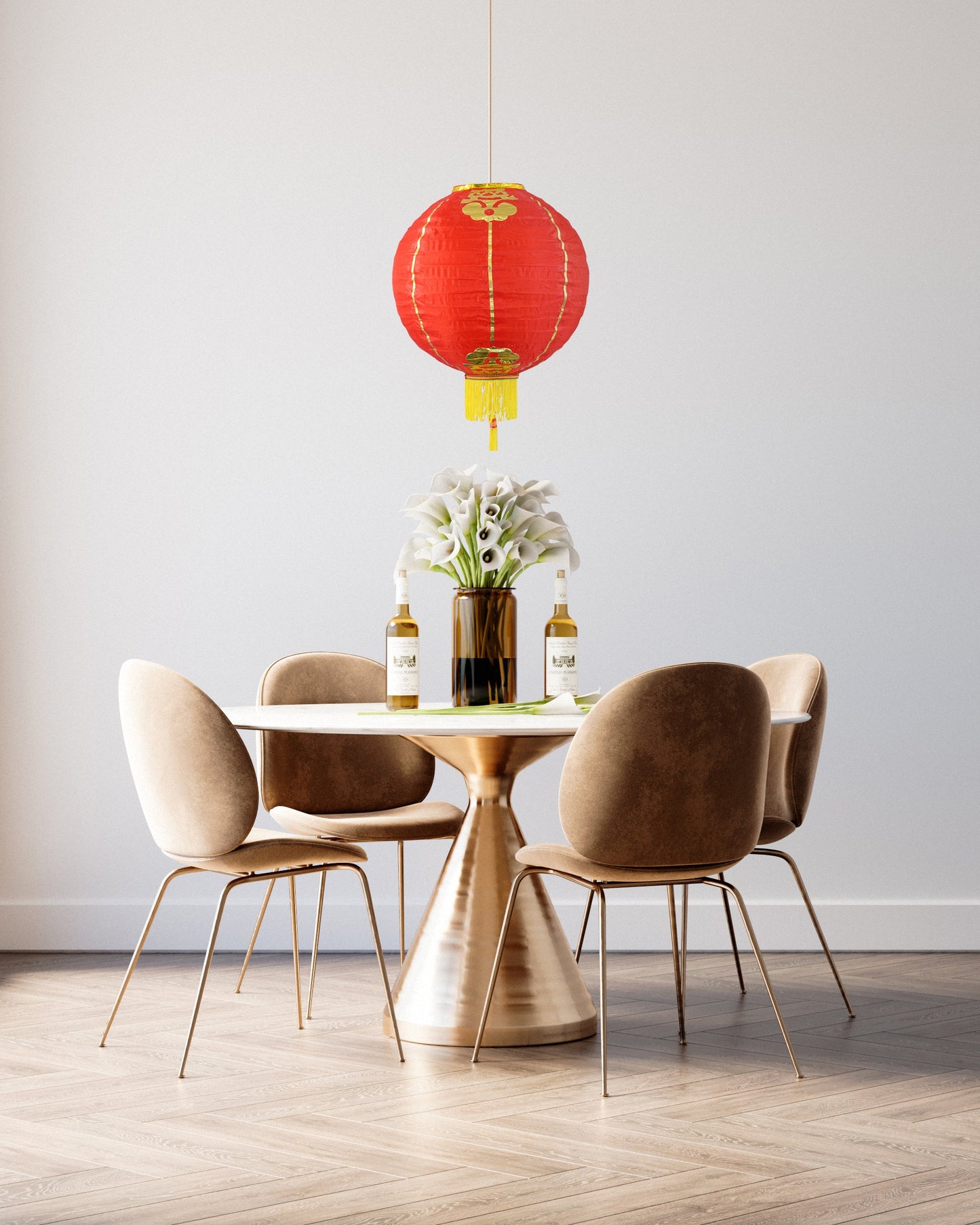 16" Red Traditional Nylon Chinese New Year Lantern w/Tassel