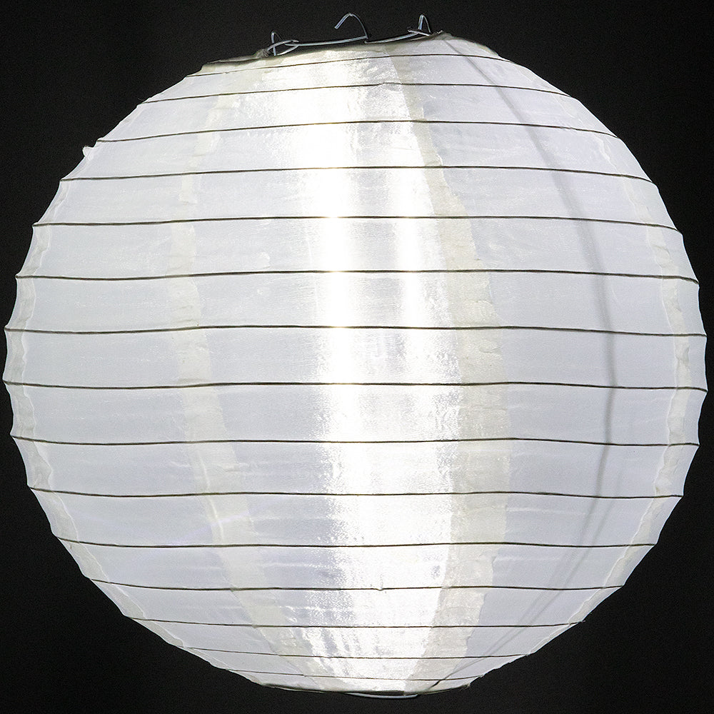 4" Beige / Ivory Round Shimmering Nylon Lantern, Even Ribbing, Hanging Decoration (10 PACK) - PaperLanternStore.com - Paper Lanterns, Decor, Party Lights & More