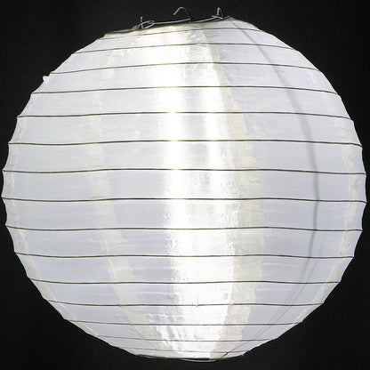 4" Beige / Ivory Round Shimmering Nylon Lantern, Even Ribbing, Hanging Decoration (10 PACK) - PaperLanternStore.com - Paper Lanterns, Decor, Party Lights & More