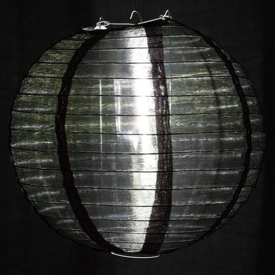 24" Black Shimmering Nylon Lantern, Even Ribbing, Durable, Hanging - PaperLanternStore.com - Paper Lanterns, Decor, Party Lights & More