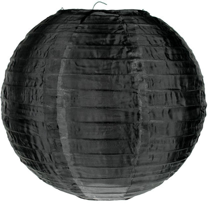 4" Black Round Shimmering Nylon Lantern, Even Ribbing, Hanging Decoration (10 PACK) - PaperLanternStore.com - Paper Lanterns, Decor, Party Lights & More