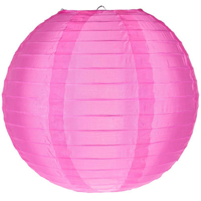 24" Hot Pink Shimmering Nylon Lantern, Even Ribbing, Durable, Hanging - PaperLanternStore.com - Paper Lanterns, Decor, Party Lights & More