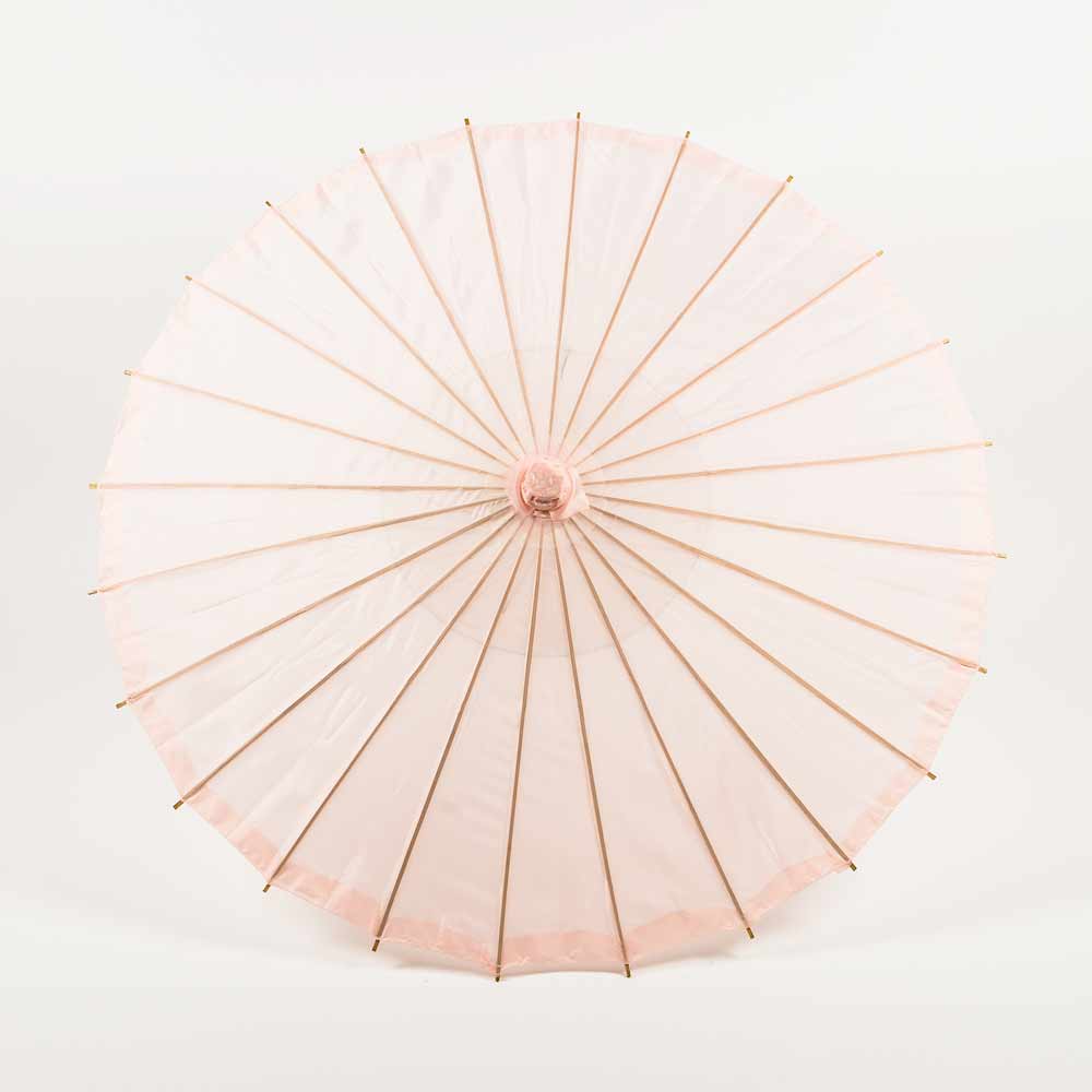 Large 32" Rose Quartz Pink Parasol Umbrella, Premium Nylon with Elegant Handle