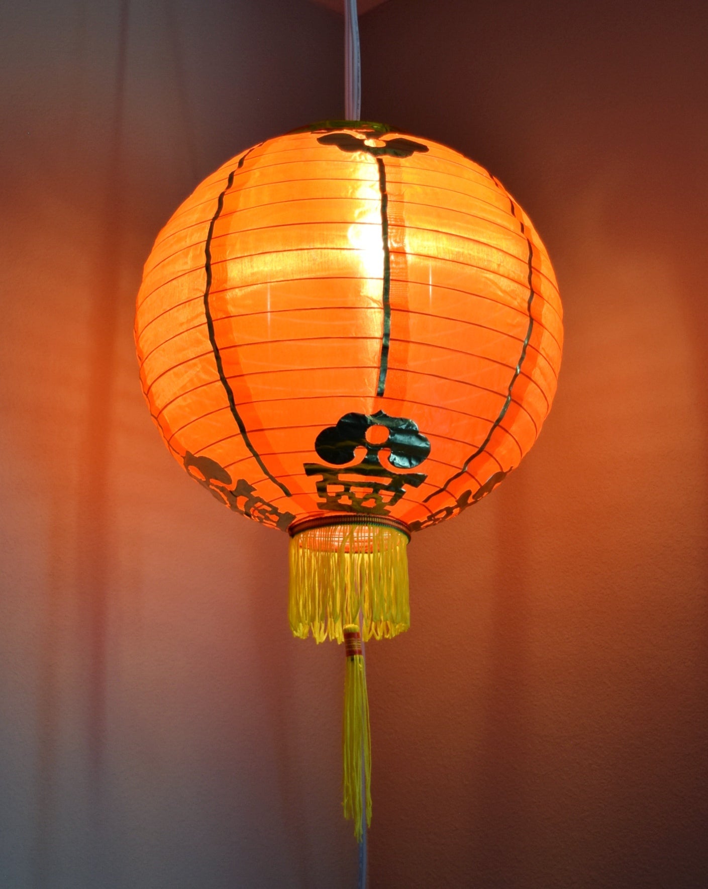 16" Red Traditional Nylon Chinese New Year Lantern w/Tassel