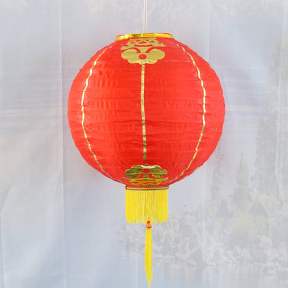16" Red Traditional Nylon Chinese New Year Lantern w/Tassel