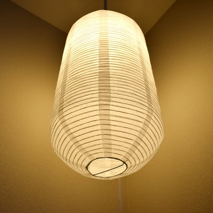 Oblong Shaped Premium Fine Line Paper Lantern, White (10"W x 20"H)