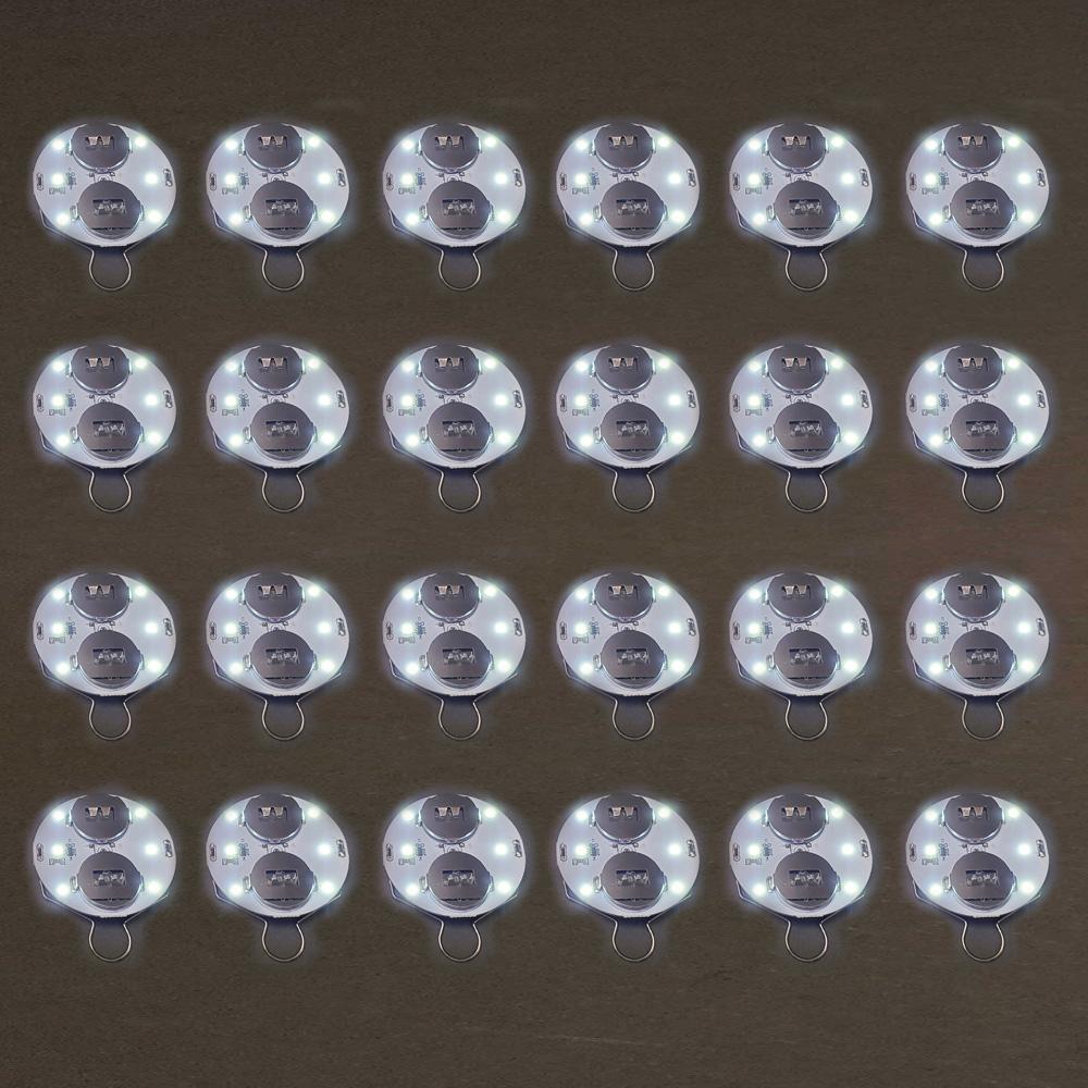 BULK PACK (24) OmniDisk Low Profile LED Hanging Light For Paper Lanterns, Cool White (Battery Powered) - PaperLanternStore.com - Paper Lanterns, Decor, Party Lights & More