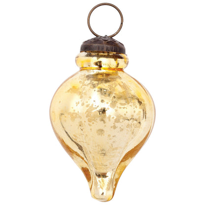 Mercury Glass Small Ornaments (2 to 2.25-inch, Gold, Carla Design, Single) - PaperLanternStore.com - Paper Lanterns, Decor, Party Lights & More