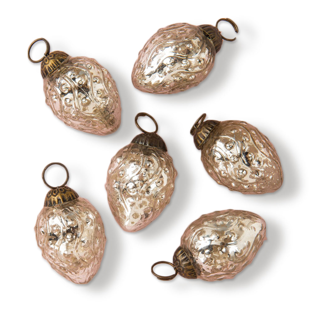 6 Pack | Mercury Glass Mini Ornaments (1 to 1.5-Inch, Silver, Marie) - Great Gift Idea, Vintage-Style Decoration for Christmas, Home Decor and Parties - PaperLanternStore.com - Paper Lanterns, Decor, Party Lights & More
