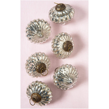 6 Pack | Mercury Glass Small Ornaments (2 to 2.25-inch, Silver, Lucy Design) - Great Gift Idea, Vintage-Style Decorations for Christmas, Special Occasions, Home Decor and Parties - PaperLanternStore.com - Paper Lanterns, Decor, Party Lights & More
