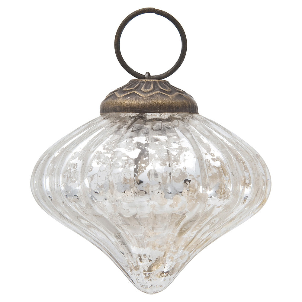 Mercury Glass Small Ornaments (2 to 2.25-inch, Silver, Lucy Design, Single) - PaperLanternStore.com - Paper Lanterns, Decor, Party Lights & More