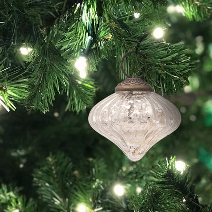 Mercury Glass Small Ornaments (2 to 2.25-inch, Silver, Lucy Design, Single) - PaperLanternStore.com - Paper Lanterns, Decor, Party Lights & More