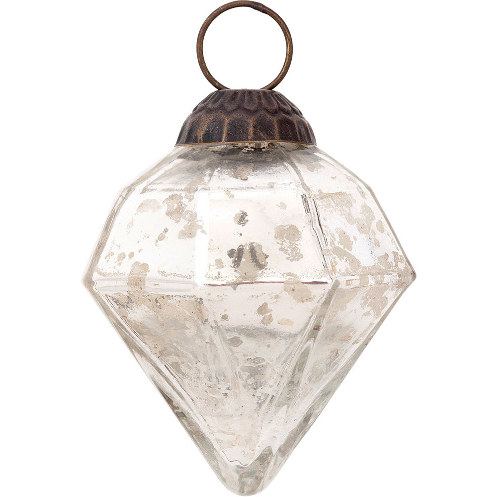 Mercury Glass Small Ornaments (2.25-inch, Silver, Elizabeth Design, Single) - PaperLanternStore.com - Paper Lanterns, Decor, Party Lights & More