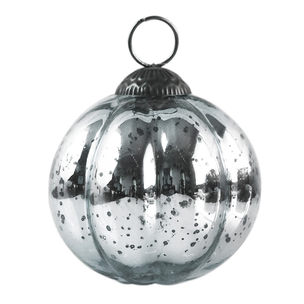 6 Pack | Large Mercury Glass Ball Ornaments (3-Inch, Silver, Posey Ball Design) - Great Gift Idea, Vintage-Style Decorations for Christmas - PaperLanternStore.com - Paper Lanterns, Decor, Party Lights & More