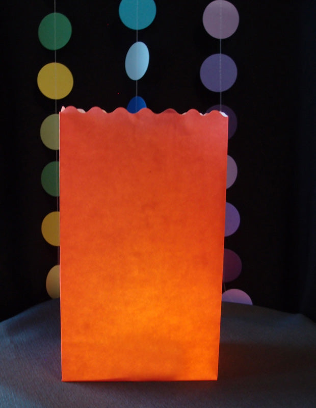 Orange Solid Color Paper Luminaries / Luminary Lantern Bags Path Lighting (10 PACK) - PaperLanternStore.com - Paper Lanterns, Decor, Party Lights & More
