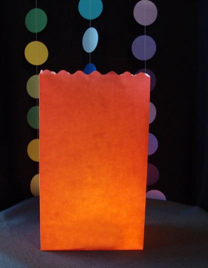 Orange Solid Color Paper Luminaries / Luminary Lantern Bags Path Lighting (10 PACK) - PaperLanternStore.com - Paper Lanterns, Decor, Party Lights & More