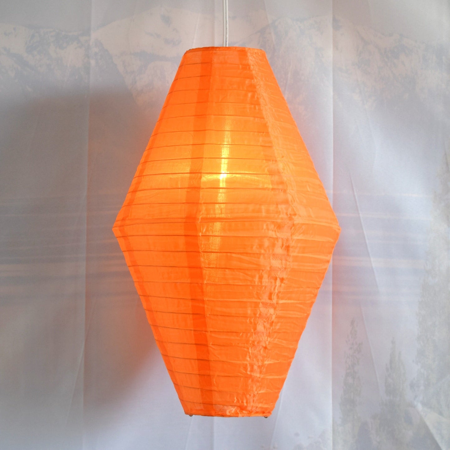 Orange Diamond Unique Shaped Shimmering Nylon Lantern, 12-inch x 19-inch