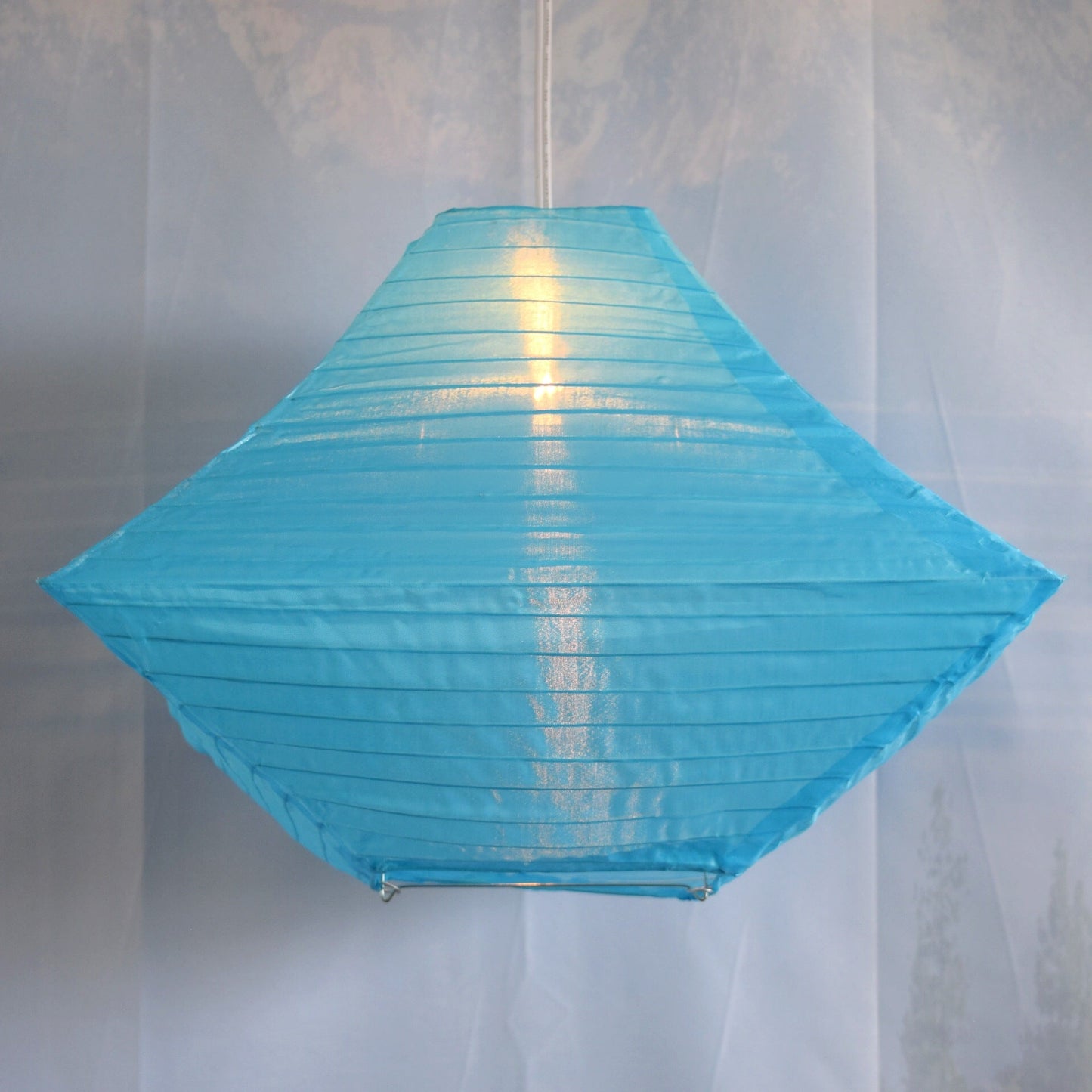 14" Baby Blue Pagoda Unique Shaped Shimmering Nylon Lantern