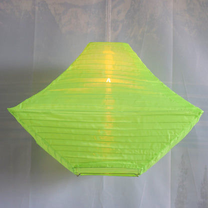 14" Neon Green Pagoda Unique Shaped Shimmering Nylon Lantern