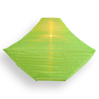 14" Neon Green Pagoda Unique Shaped Shimmering Nylon Lantern
