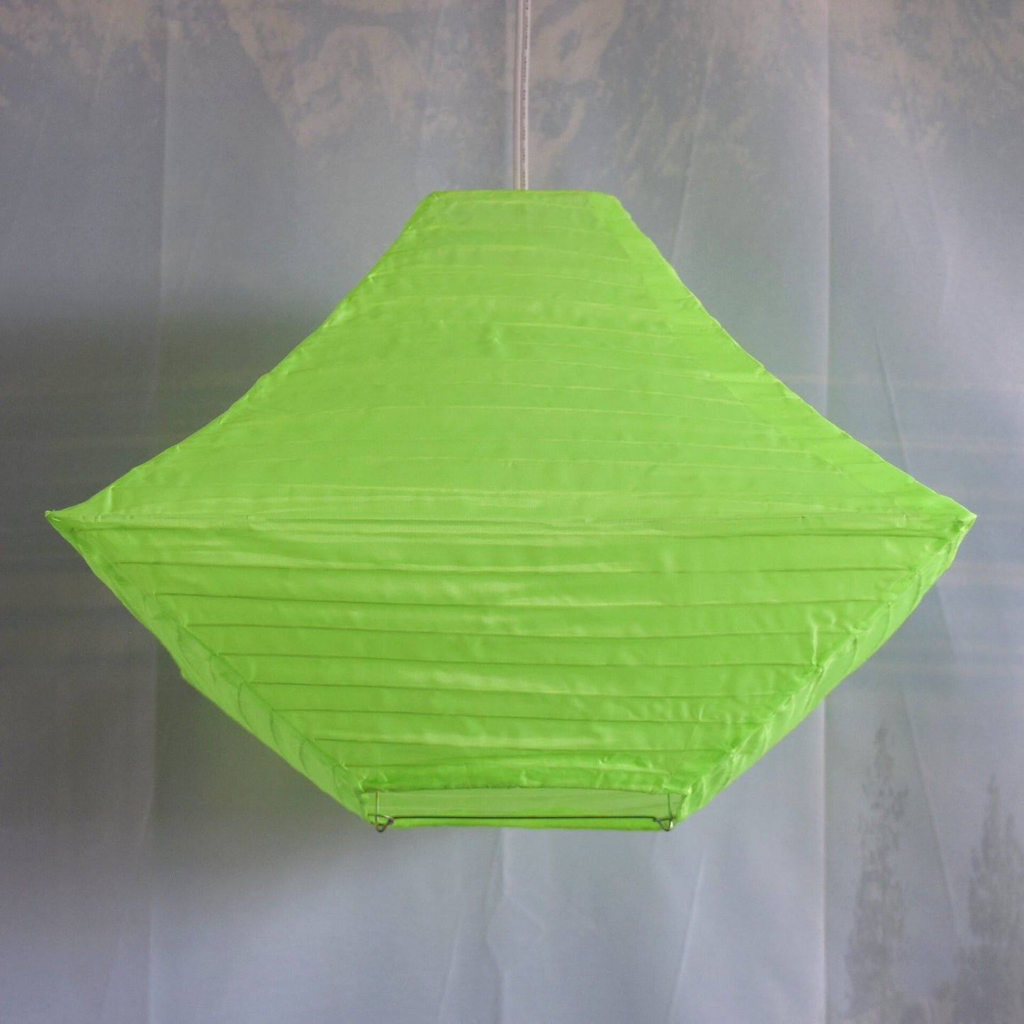 14" Neon Green Pagoda Unique Shaped Shimmering Nylon Lantern