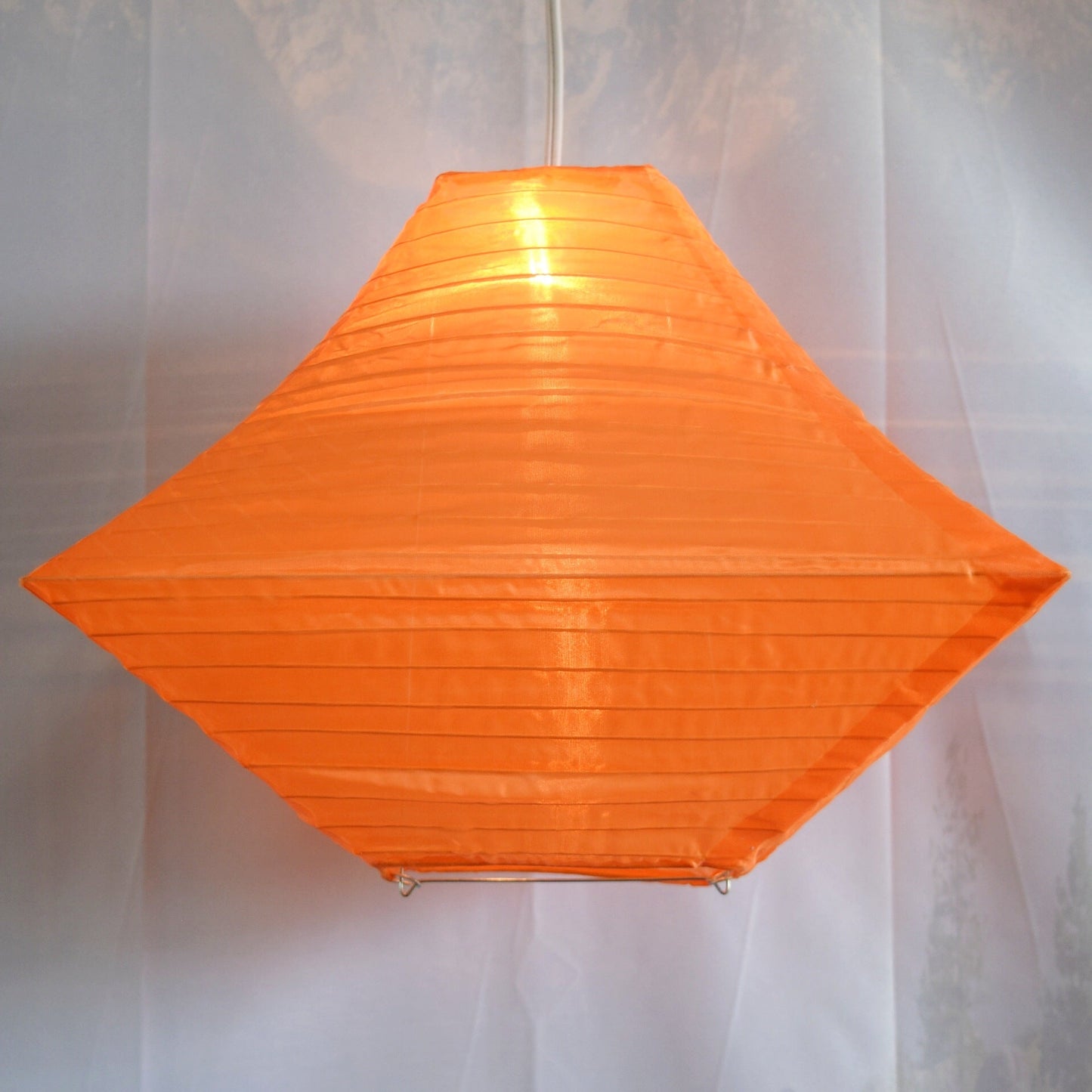 14" Orange Pagoda Unique Shaped Shimmering Nylon Lantern