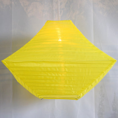 14" Yellow Pagoda Unique Shaped Shimmering Nylon Lantern