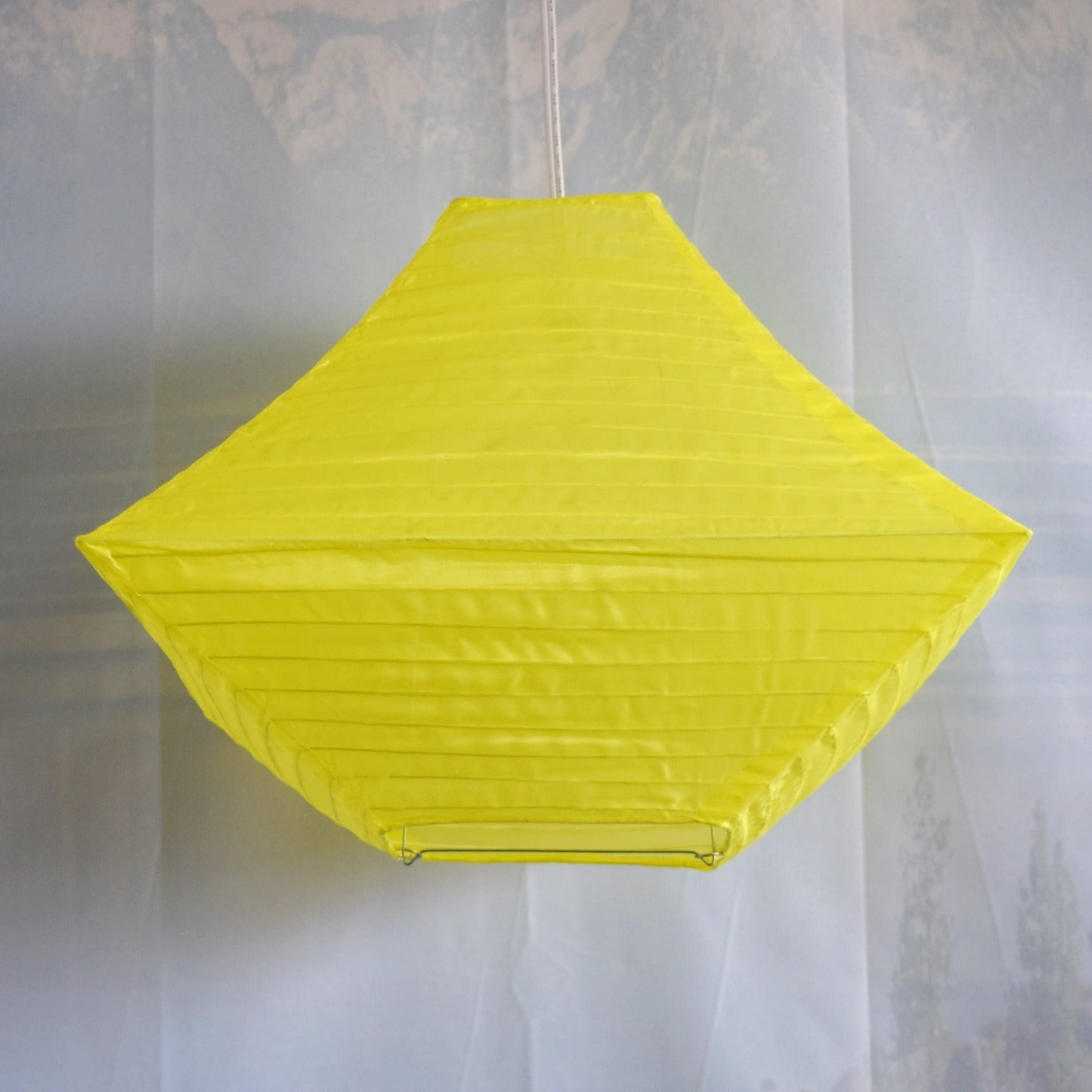 14" Yellow Pagoda Unique Shaped Shimmering Nylon Lantern