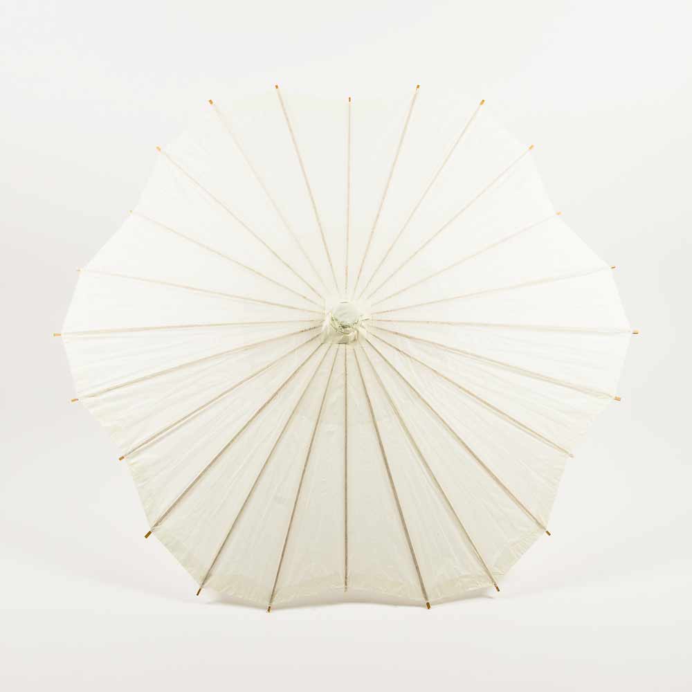 32" Beige / Ivory Paper Parasol Umbrella, Scallop Blossom Shaped - PaperLanternStore.com - Paper Lanterns, Decor, Party Lights & More
